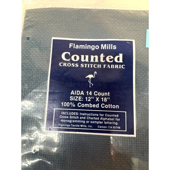 Flamingo Mills Aida 14 Count Cross Stitch Fabric 12" X 18" 100% Combed Cotton Bl - Picture 2 of 2